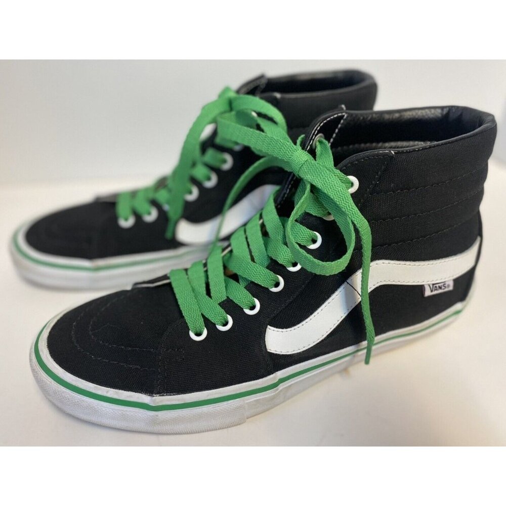 Vans Sk8 Hi Pro Classic Shoes Men‎ Size 10.5 Sneakers Black/Green Excellent!